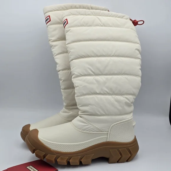 NIB NWT Hunter Intrepid Tall Rain/Snow Boots, White Willow/Gum, Women's 6 - Picture 12 of 16